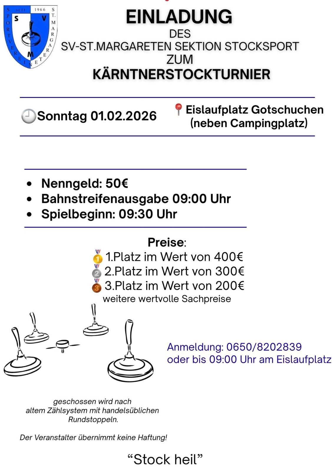 Kärntnerstockturnier des SV-St. Margareten Sektion Stocksport